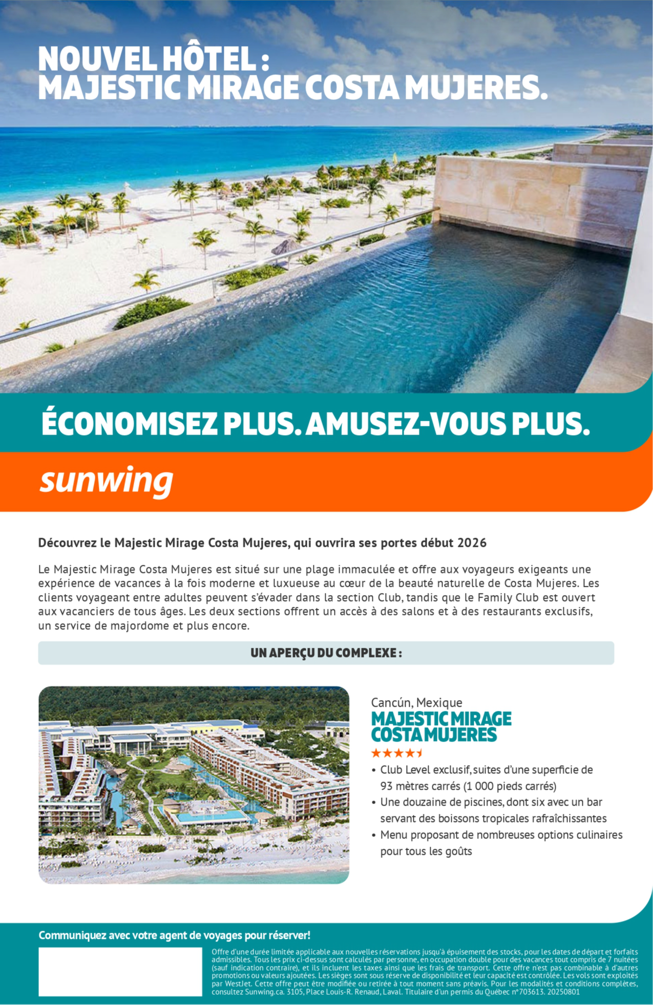 Promotion Vacances Sunwing Nouvel Hôtel : Majestic Mirage Costa Mujeres avec Voyages Aqua Terra Promotion Vacances Sunwing Nouvel Hôtel : Majestic Mirage Costa Mujeres avec Voyages Aqua Terra