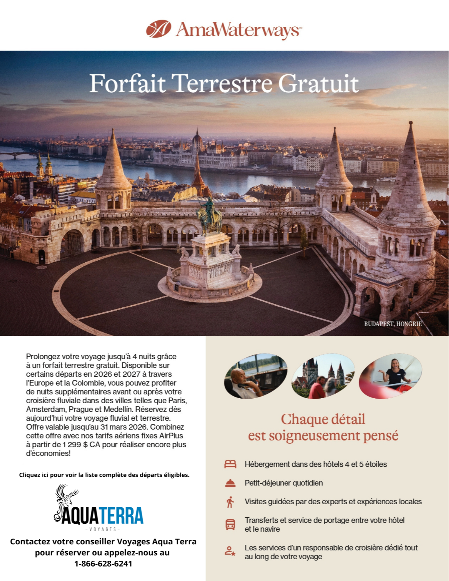 Promotion AmaWaterways Croisière Fluviale - Forfaits Terrestres Gratuits sur certains départs en 2026 et 2027 avec Voyages Aqua Terra undefined