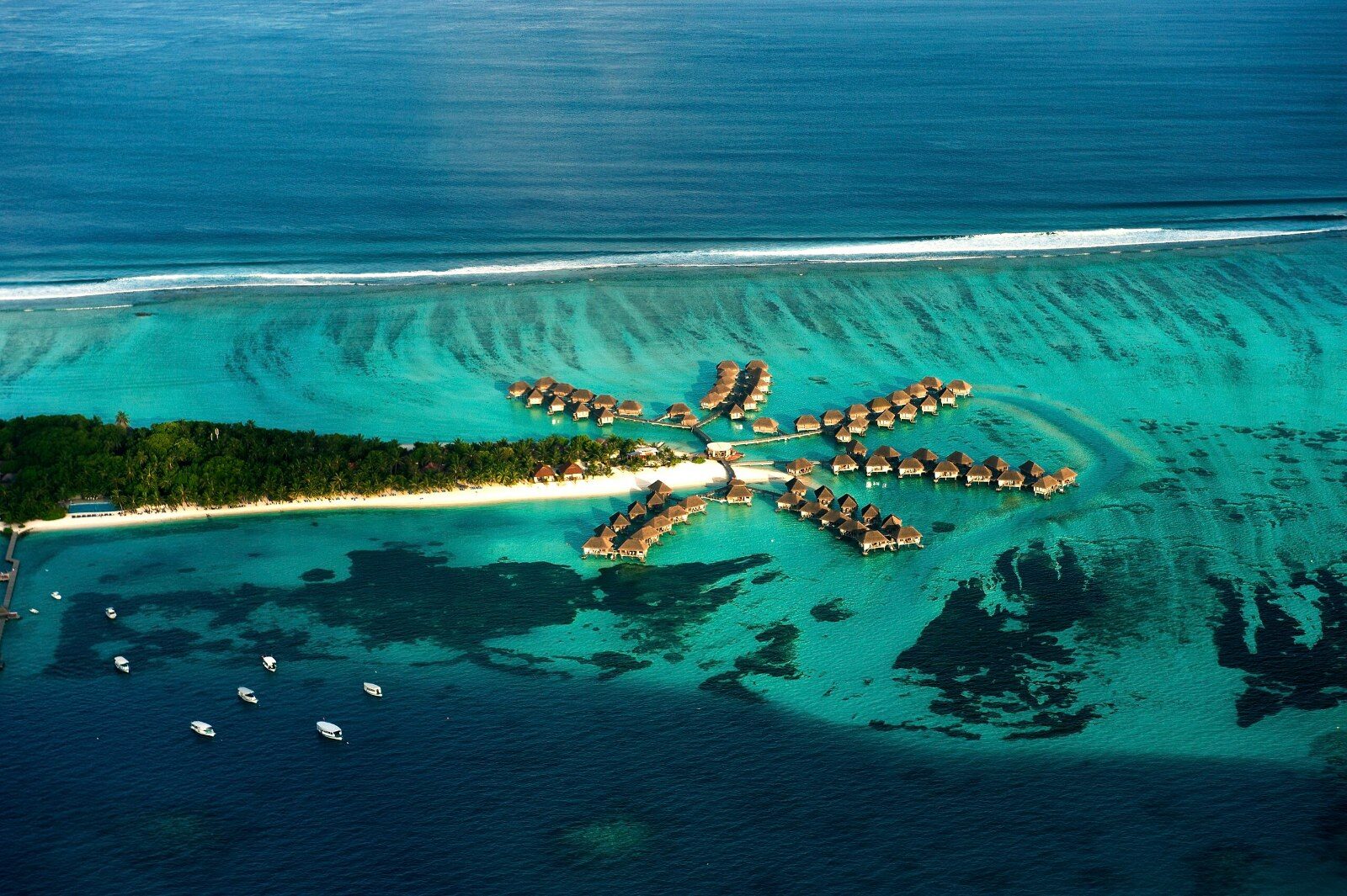 Maldives overwater villas seen from above Maldives overwater villas seen from above