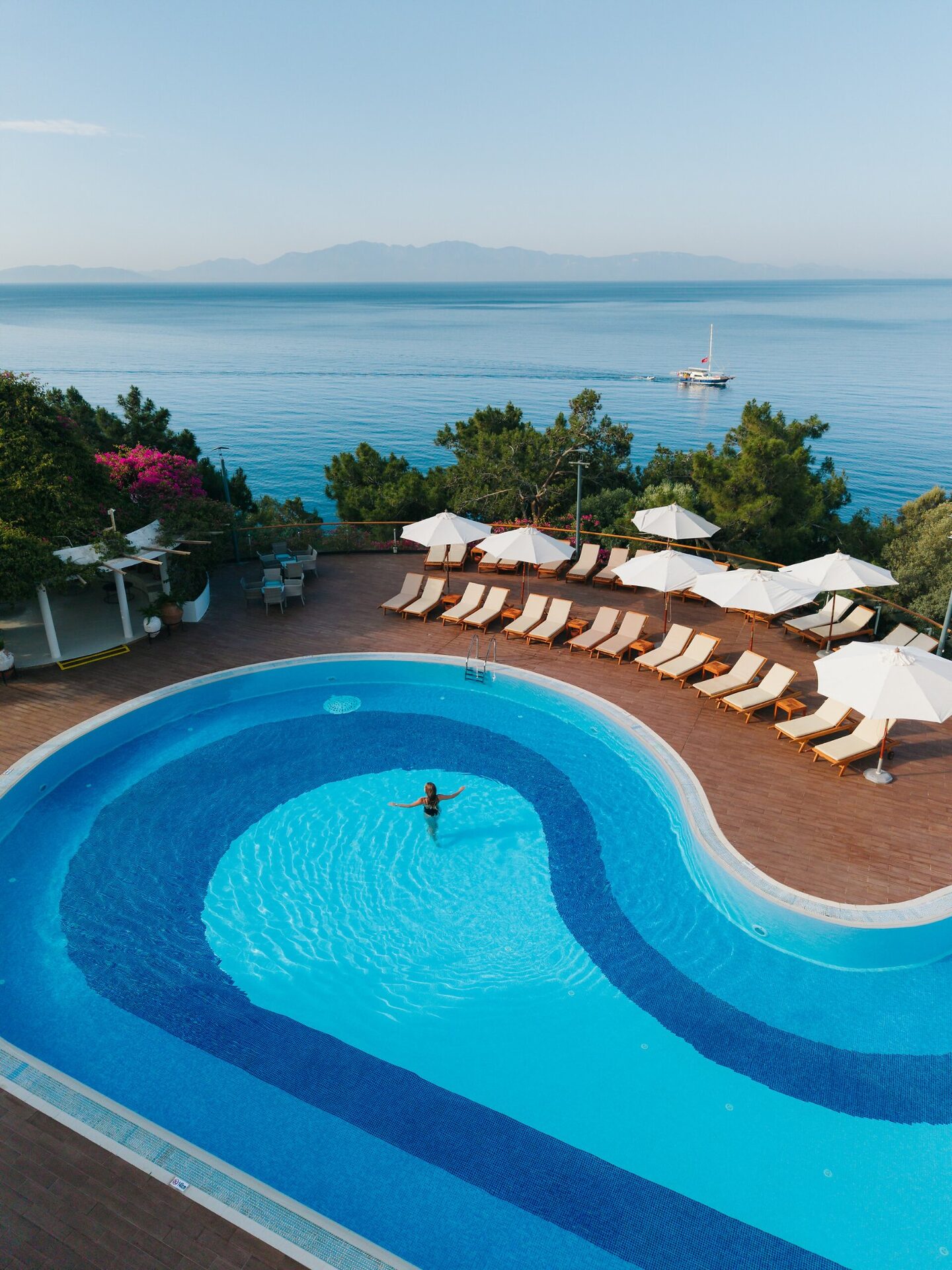 Pool facing the Aegean Sea at Club Med Bodrum Palmiye
