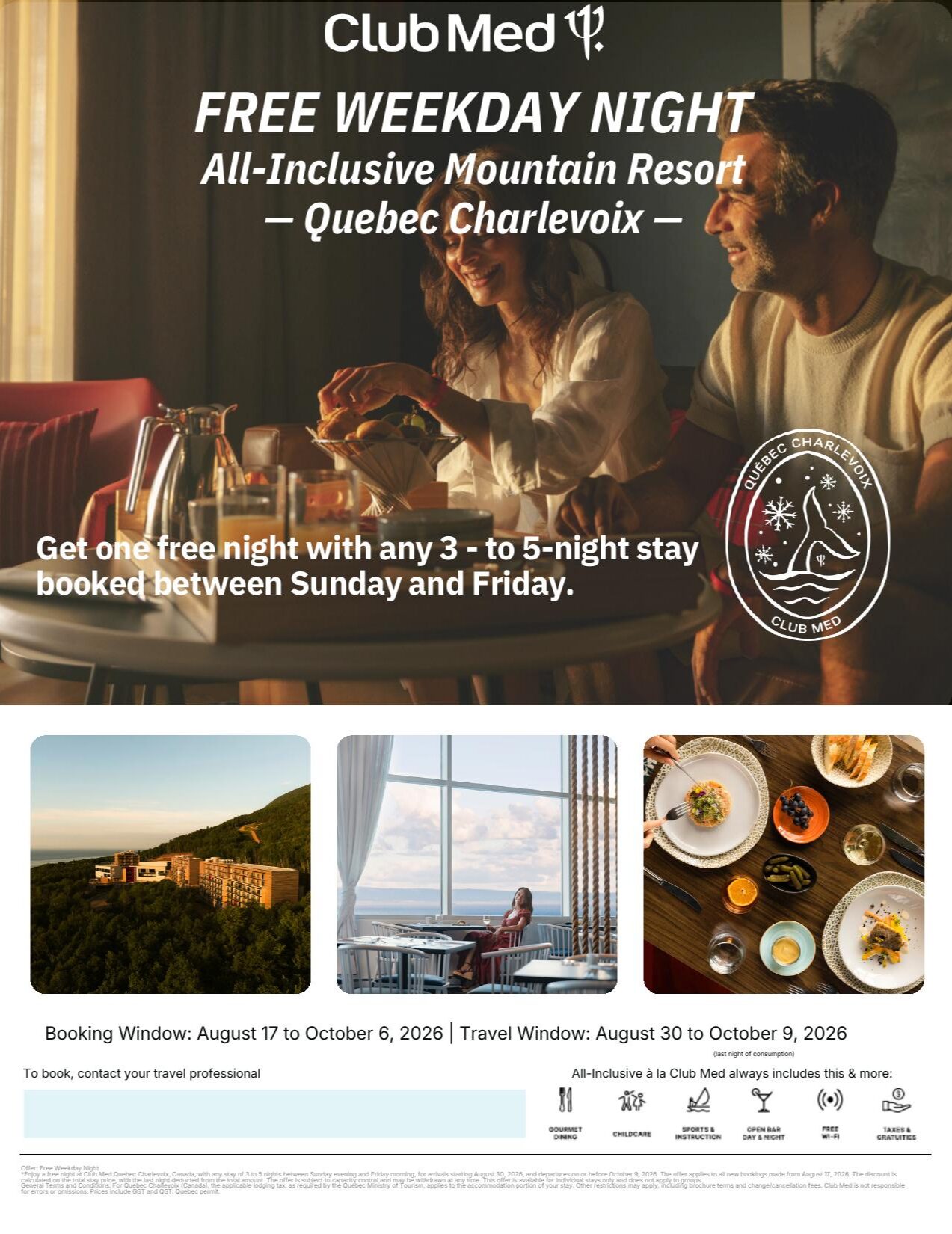 Club Med Promotion : Free Weekday Night with Voyages Aquaterra