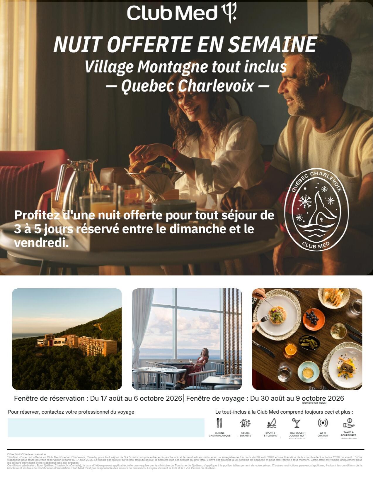Promotion Club Med Nuit offerte en semaine avec Voyages Aquaterra