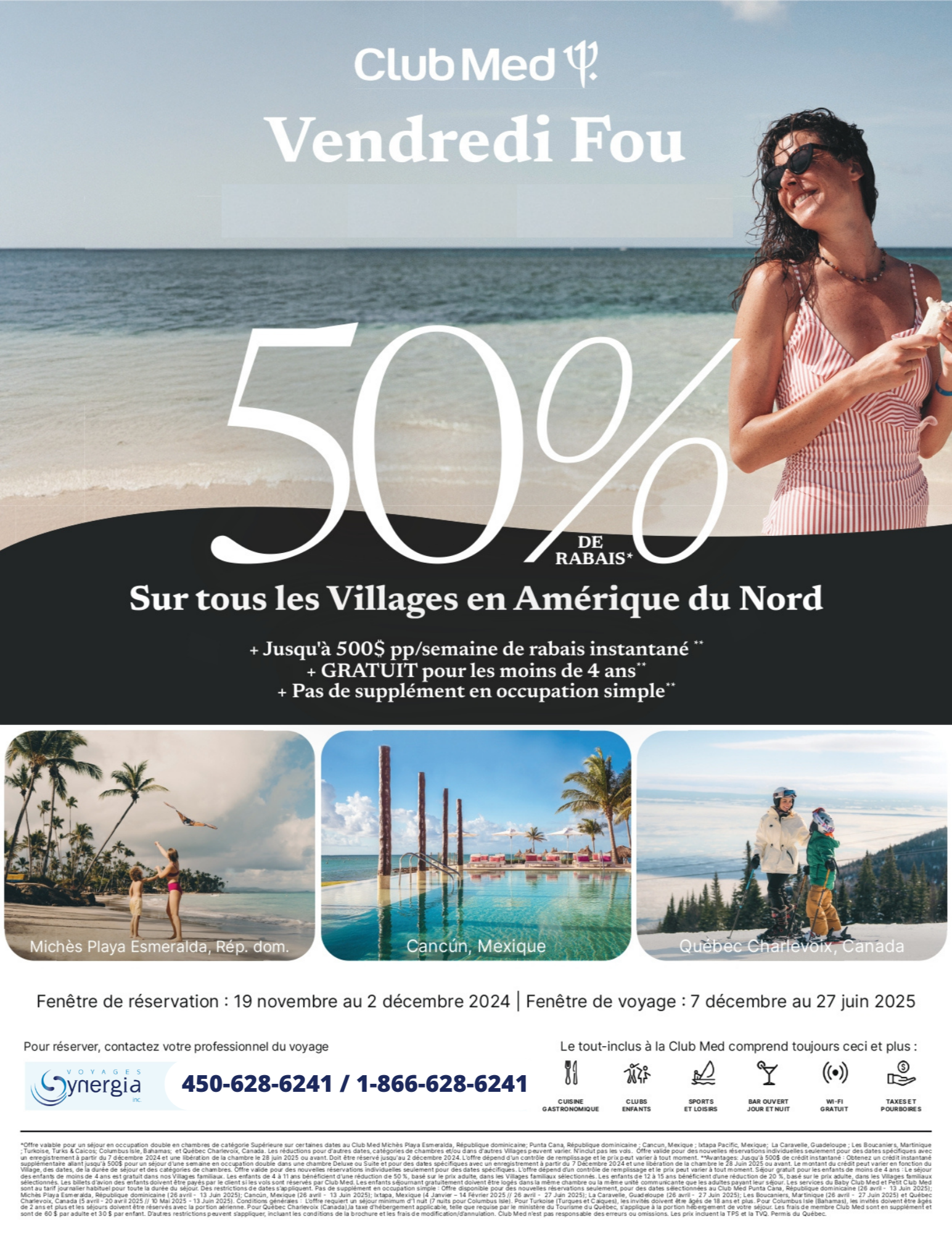 Promotions Club Med Vendredi Fou 50% de rabais avec Voyages Aqua Terra