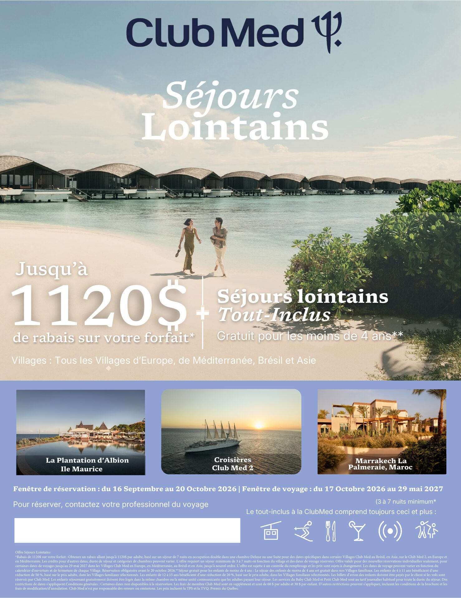 Club Med Séjours Lointains : forfaits tout inclus en Europe, Méditerranée, Brésil et Asie, à réserver d'ici le 20 octobre 2026 avec Voyages AquaTerra