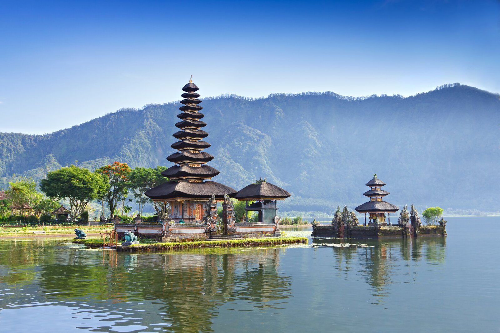 Ulun Danu Bratan temple on a mountain lake in Bali