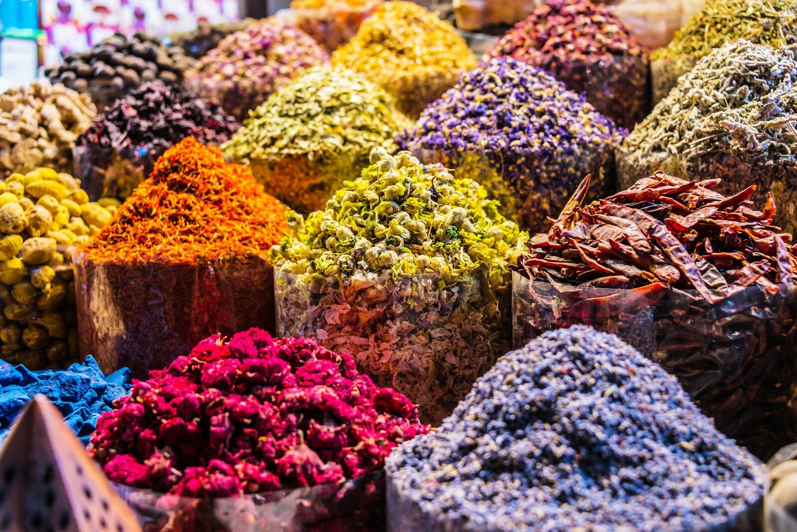 Colourful spices at the Dubai souk
