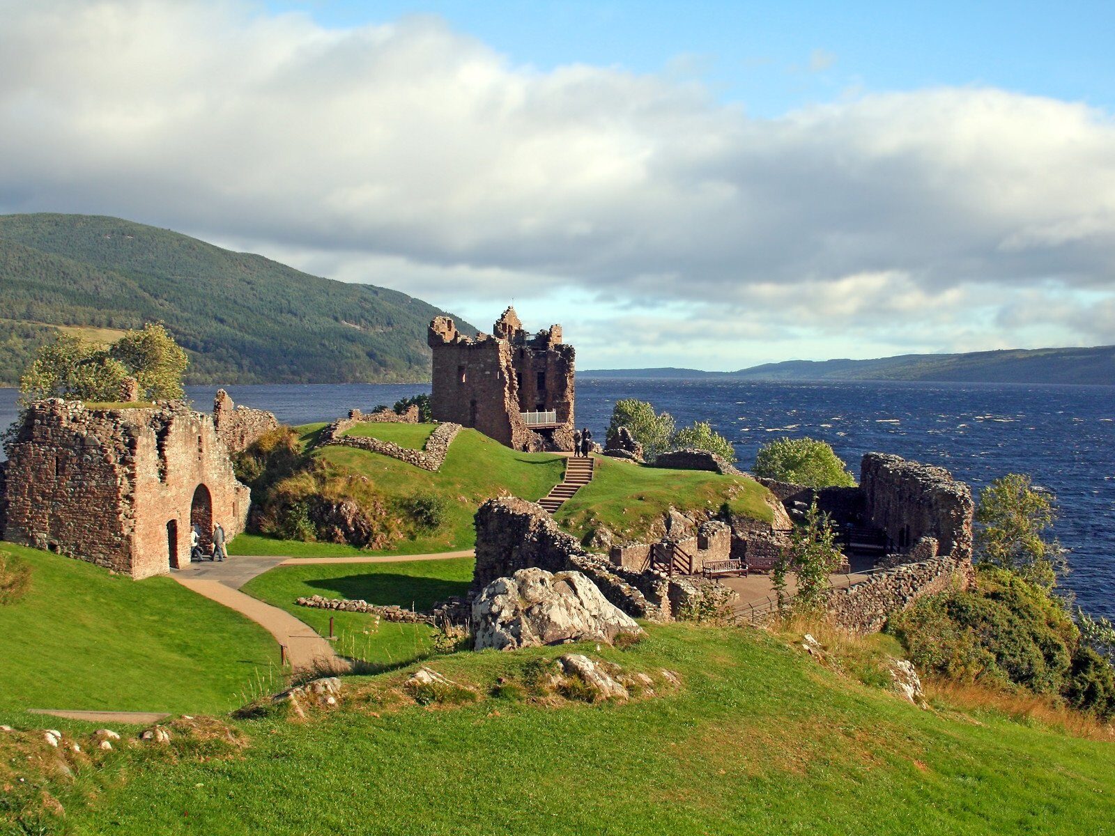 Castle ruins on the shore of a Scottish loch