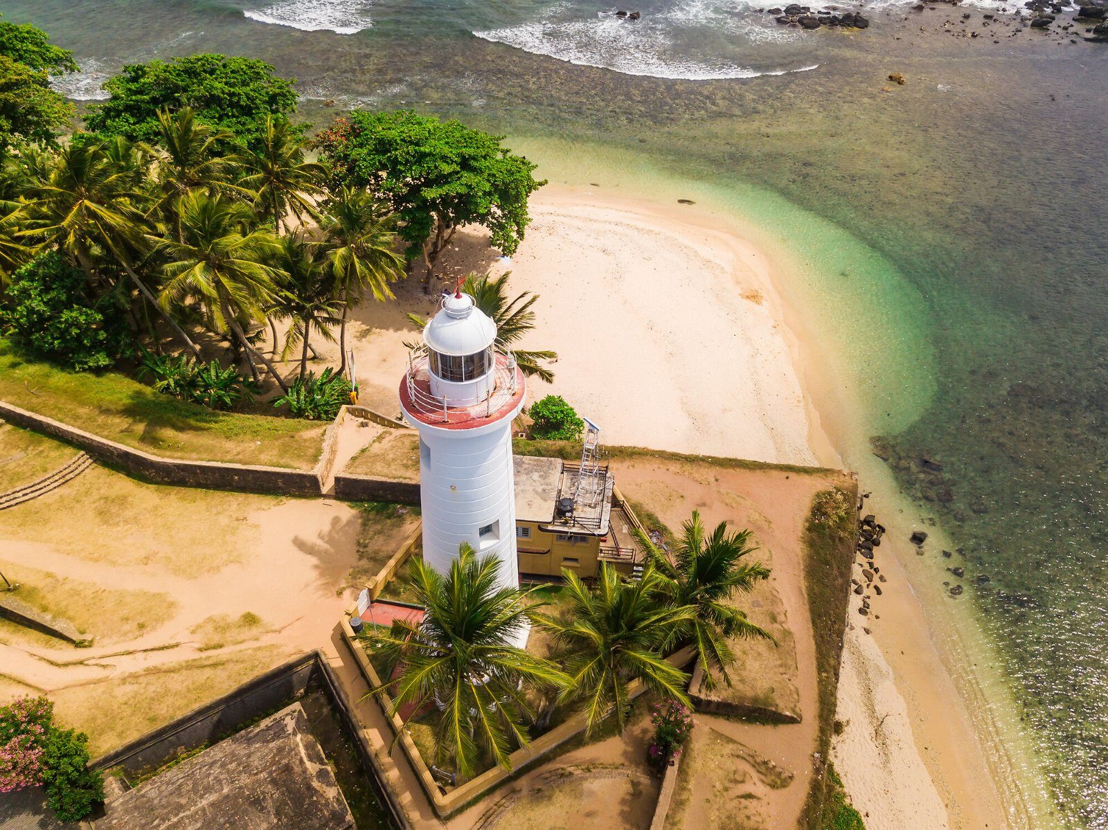 Palm-lined beach on the coast of Sri Lanka
