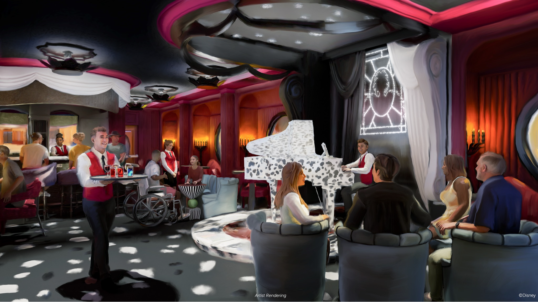 Disney Destiny Disney Cruise Line De Vil’s Piano Lounge