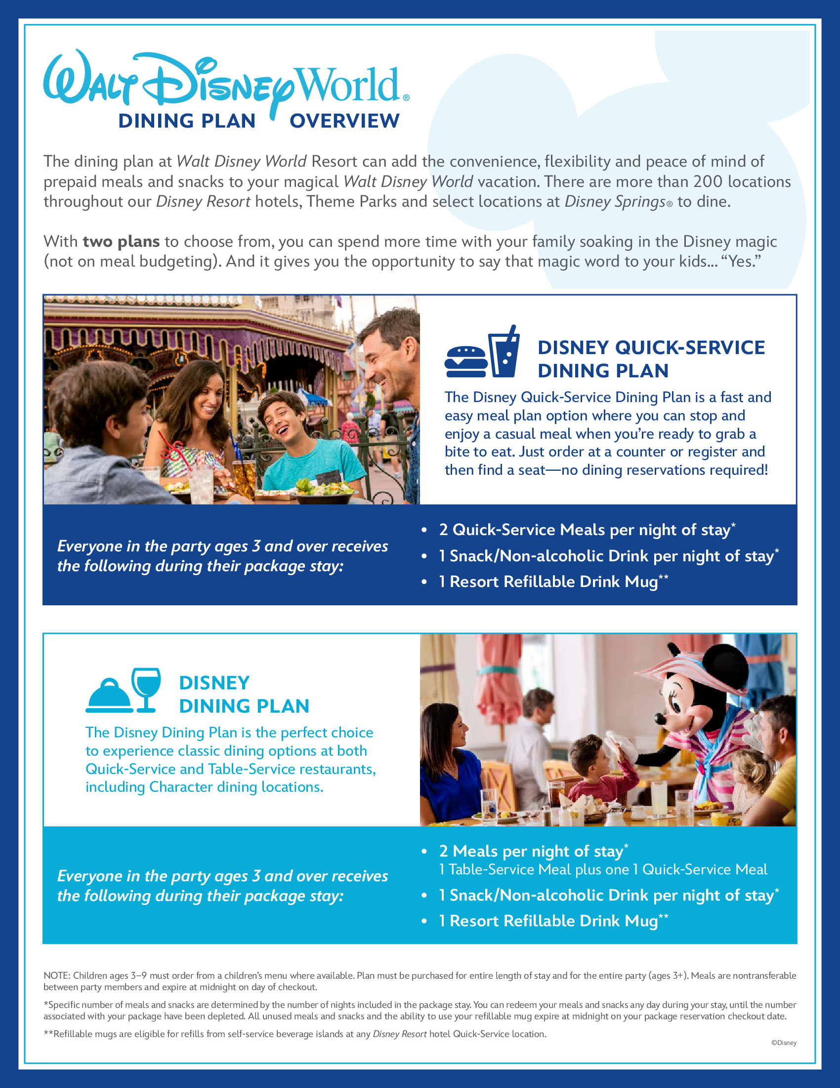 Dining Plan Overview - Walt Disney World Resort in Florida Dining Plan Overview - Walt Disney World Resort in Florida