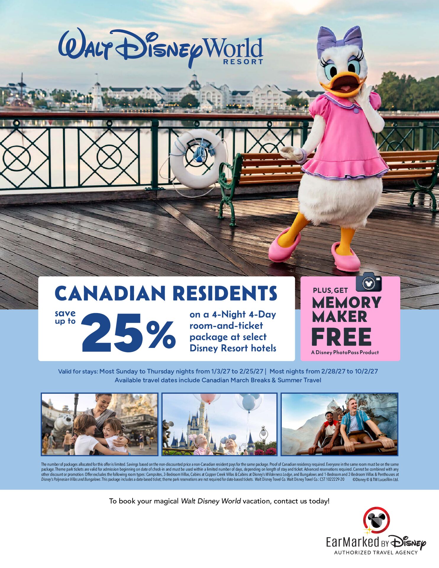 Canadian residents save up to 25% on a 4-night, 4-day room and ticket package at Walt Disney World, plus free Memory Maker Canadian residents save up to 25% on a 4-night, 4-day room and ticket package at Walt Disney World, plus free Memory Maker