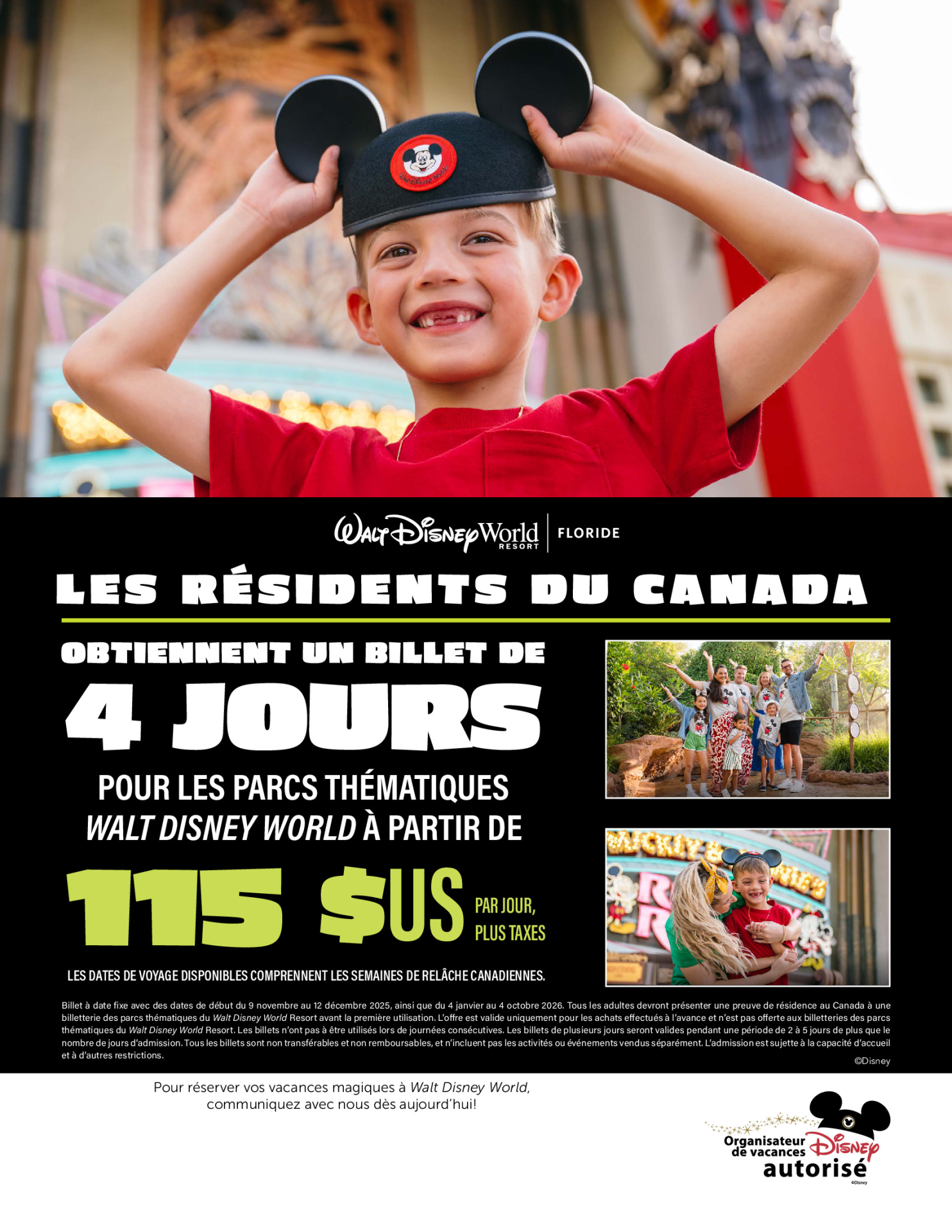 Walt Disney World Resort en Floride Les Résidents du Canada Obtiennent un Billet de 4 jours pour les parcs thématiques Walt Disney World à partir de 115$ USD Walt Disney World Resort en Floride Les Résidents du Canada Obtiennent un Billet de 4 jours pour les parcs thématiques Walt Disney World à partir de 115$ USD