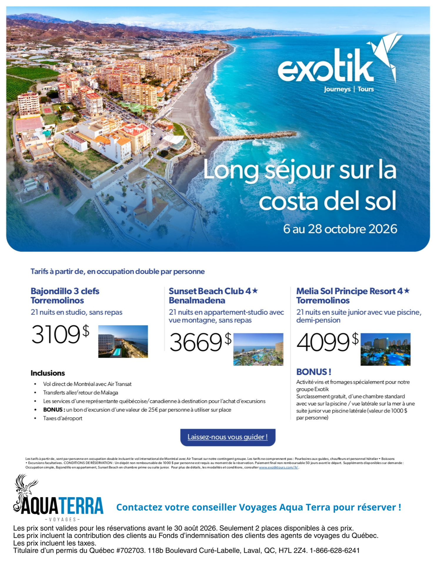 Promotion Exotik long séjour sur la costa del sol avec Voyages AquaTerra