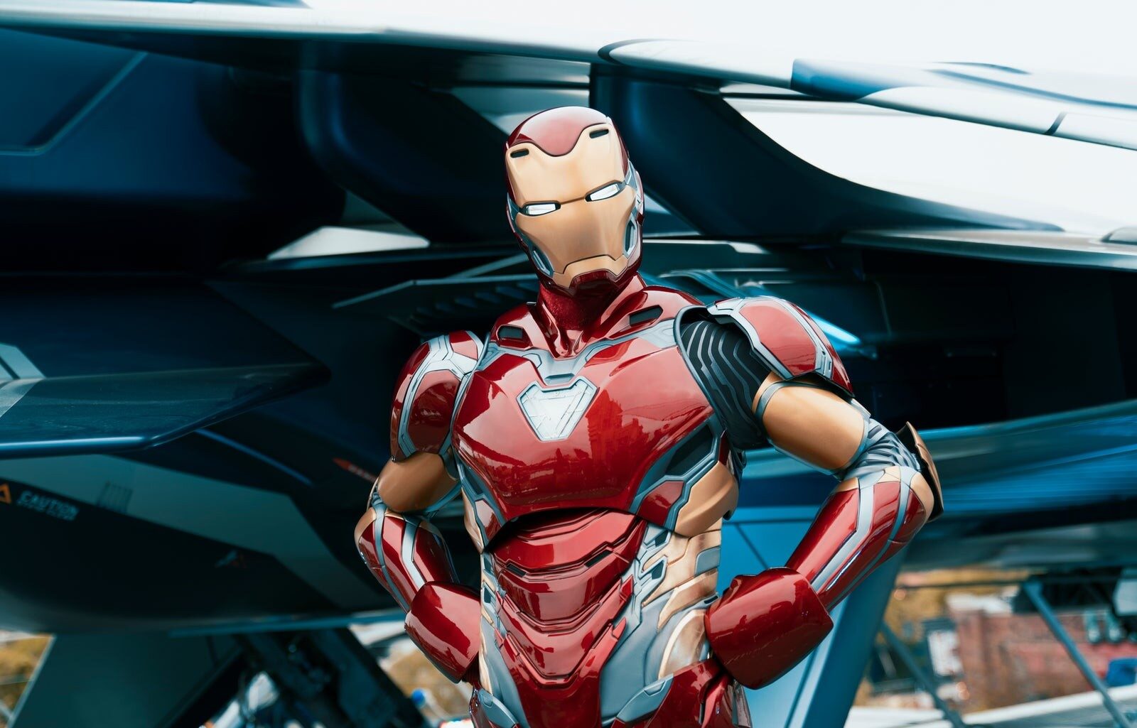 Iron Man in armour at Avengers Campus, Disney California Adventure Park