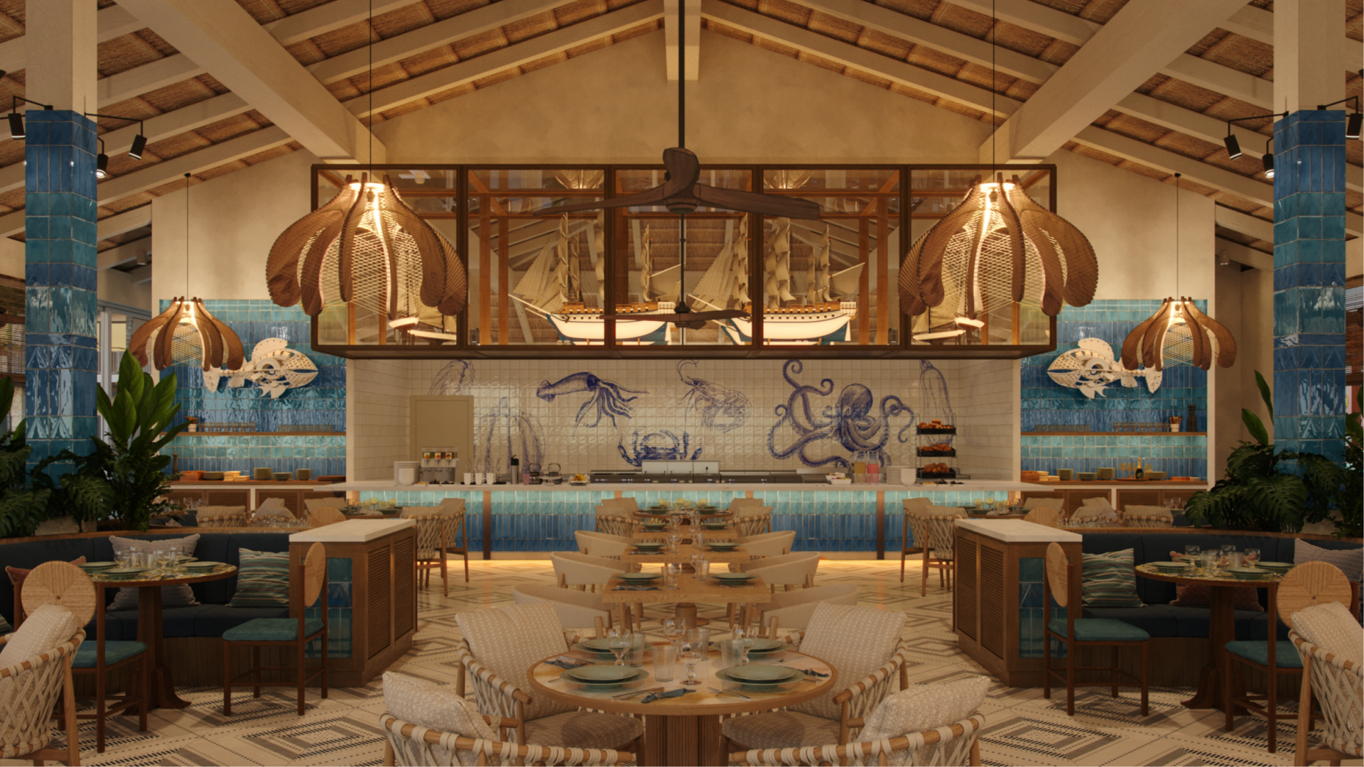 Ocean themed restaurant at Ocean Azure Costa Mujeres, Cancun with Aquaterra Travels Ocean themed restaurant at Ocean Azure Costa Mujeres, Cancun with Aquaterra Travels