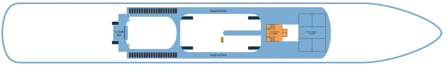Piste de jogging, terrain de pickleball et bar 12 Volt
