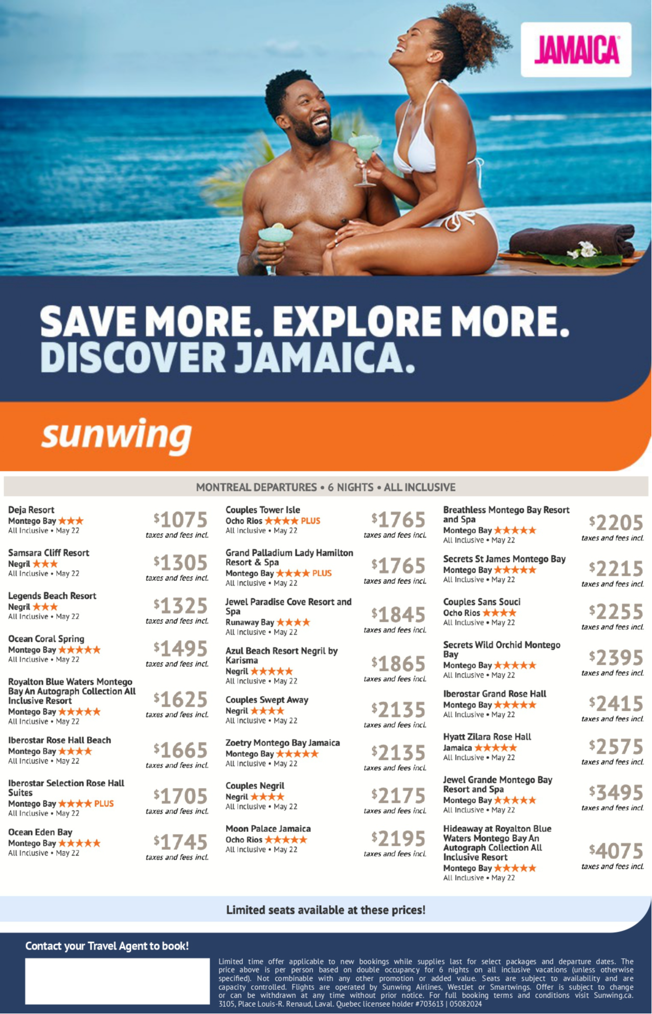 Sunwing Promotions Last Minute Vacation Deals with Aqua Terra Travel