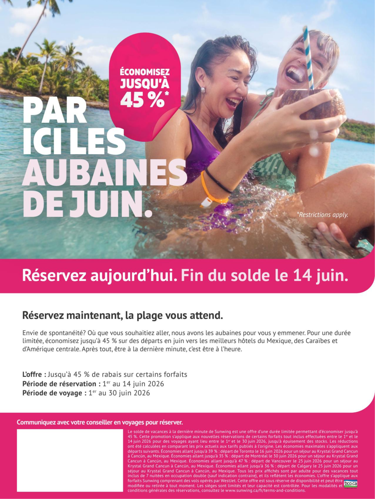 Promotion Sunwing Par Ici les aubaines de Juin aver Voyages Aqua Terra Promotion Sunwing Par Ici les aubaines de Juin aver Voyages Aqua Terra