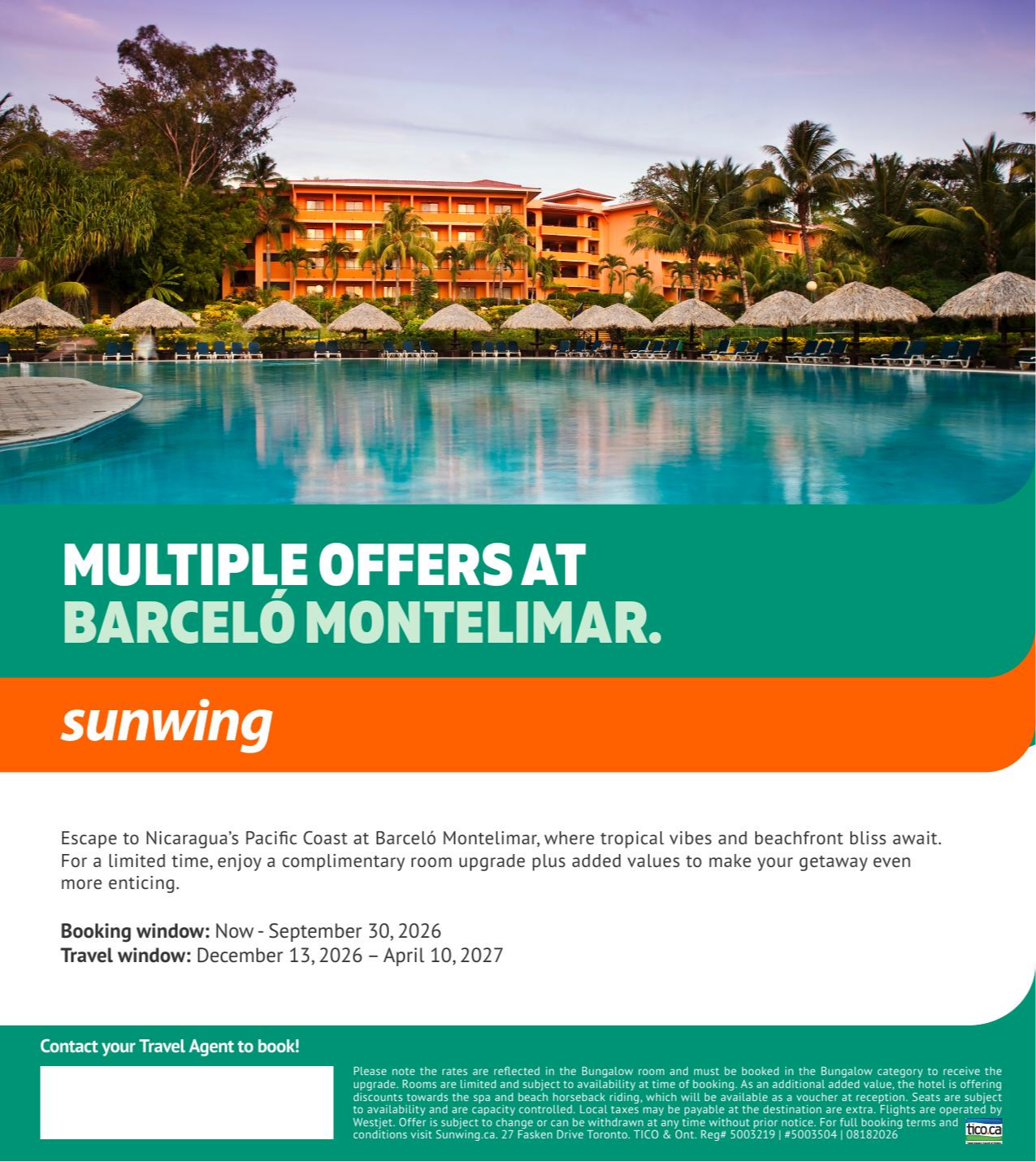 Sunwing Promotion Multiple Offers at Barceló Montelimar with Voyages Aquaterra
