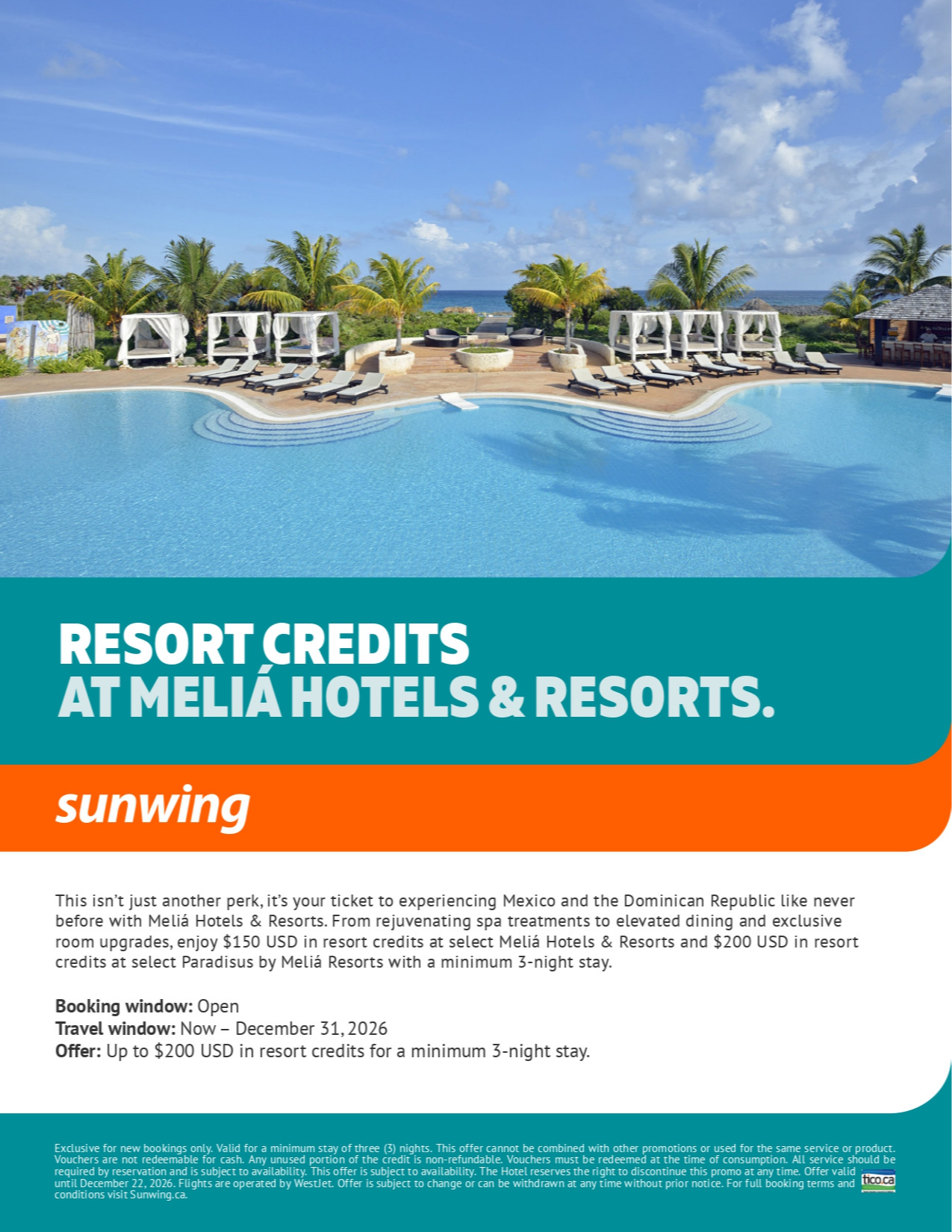 Sunwing Vacations Promotion Resort Credits at Melia with Voyages Aqua Terra Sunwing Vacations Promotion Resort Credits at Melia with Voyages Aqua Terra
