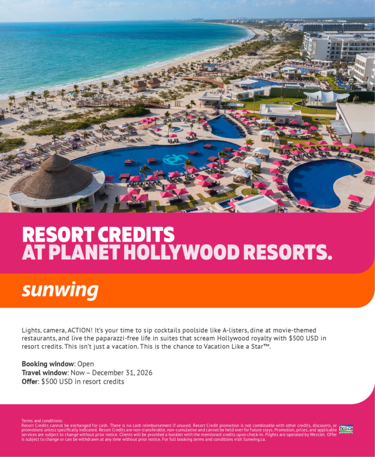 Sunwing Vacations Promotion Resort Credits at Planet Hollywood Resorts with Voyages Aqua Terra Donnacona Sunwing Vacations Promotion Resort Credits at Planet Hollywood Resorts with Voyages Aqua Terra Donnacona