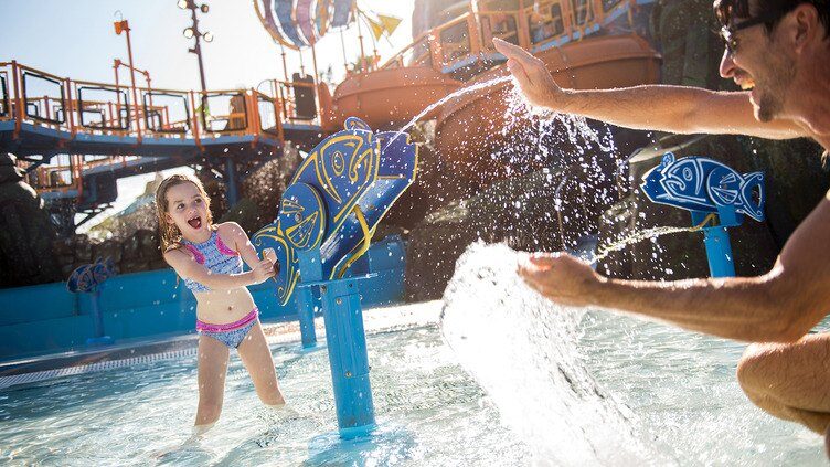 The Runamukka Reef water play area at Universal Volcano Bay