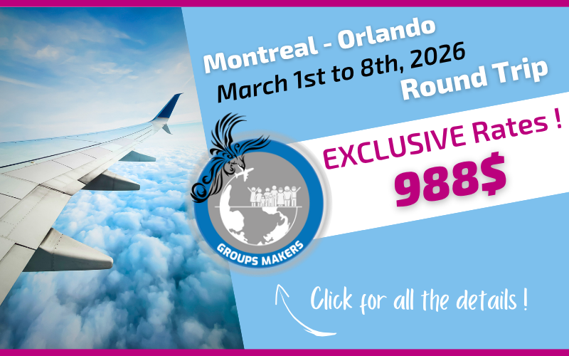 Exclusive rate Voyages Aqua Terra round-trip flight Montreal Orlando from March 1st to 8th, 2026 Exclusive rate Voyages Aqua Terra round-trip flight Montreal Orlando from March 1st to 8th, 2026